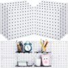 Nuanchu 8 Pack No Drill Pegboard Panels, 10x10 Inch White ABS Plastic Pegboard Wall Mount Organizer Kit for Garage Kitchen Office Living Room, Self Adhesive, 11lb Weight Capacity(White)