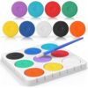 Nuanchu Tempera Paint Cakes 9 Assorted Colors Tempera Paint Set with Tray Brush Washable Draw Tray Palette Non Toxic Art Supplies for Painting Crafts Projects Back to Home Creative Party Favor