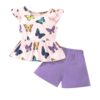 NUBEEHOHO Girl Summer Outfits Spring Clothes 4T 2-Piece Clothng Sets Animal Print Ruffle Sleeve Shirt and Purple Butterfly Shorts