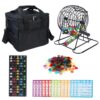 Nugnurt Deluxe Bingo Game Set with Laser Engraved Balls & 300 Chips – Includes 8" Metal Bingo Cage, 100 Large Print Cards, Master Board, Storage Bag for Family Parties & Group Games