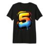 Number 5 Graffiti 5th Birthday Kids Drip Paint Party Five Premium Tri-Blend T-Shirt