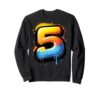 Number 5 Graffiti 5th Birthday Kids Drip Paint Party Five Sweatshirt