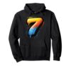 Number 7 Graffiti 7th Birthday Kids Drip Paint Party Seven Pullover Hoodie