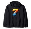 Number 7 Graffiti 7th Birthday Kids Drip Paint Party Seven Zip Hoodie