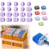 Numbered Pencil Toppers 20/30/50PCS Set for Classroom Organization, Reusable Pencil Tracker Tags Fits Standard Wooden Pencils for Teachers, Back to School Desk Supply Station (20, Purple)