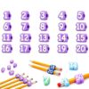 Numbered Pencil Toppers, 20Pcs Reusable Classroom Pencil Labels 1-20, Pencils Tracking Markers for Supply Stations and School Organization (Light purple)