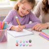Numbered Pencil Toppers 20 PCS Reusable Classroom Pencil Labels, Number Pencil Toppers for Classroom Organization and Supply Tracking Station(Pink)