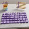 Numbered Pencil Toppers, 30/50PCS Reusable Classroom Pencil Labels & Pencils Charms, Durable Number Pencil Toppers for Classroom Organization and Supply Tracking Station (50Pcs-Light Purple)