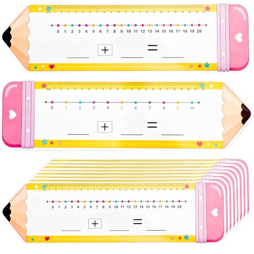 Number Line Dry Erase Boards, 10 Pcs Double Sided Dry Erase Board, Math Manipulatives Pencil Shape Number Line for Kindergarten Students Teacher Specical Education 1st 2nd Grade Classroom Must Haves
