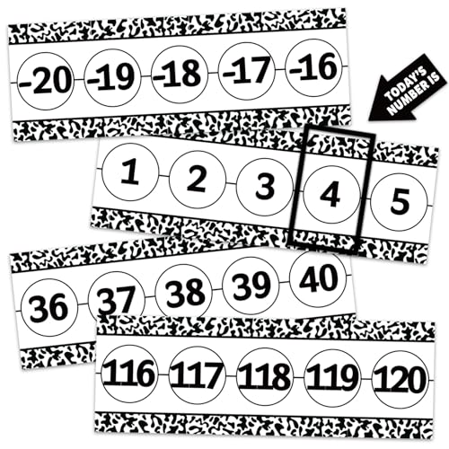 Number Line for Classroom Wall (-20 to +120) Composition Black and White Number line Bulletin Board for Students Math Learning Posters Decor Numbers Boarder Strips for Back to School Home Classroom