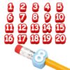 Number Pencil Topper Protector Caps 1~20, Soft Pencil Eraser End Decor Accessories for Standard Pencils, Classroom Stationery Marking Supplies Kids Fun Craft Decor(Red)
