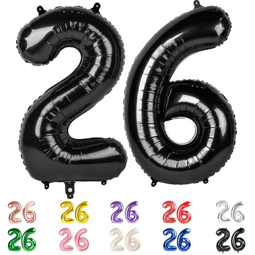 Numbers 26 Balloons, 26 Balloons, 26th Black Party Decorations 40 In Big 26th for Girl Boys Engagement, Wedding, Celebration Party, Graduations, Photo Shoot