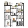 NUMENN Triple Bookshelf, 4-Tier Bookcase with 11 Display Shelves, Black