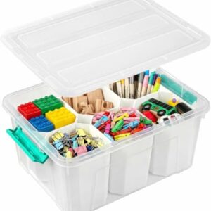 NUMIFUN 17QT Clear Storage Bins with Lids & Dividers for Crafts