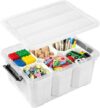 NUMIFUN 17QT Clear Storage Bins with Lids & Dividers for Crafts