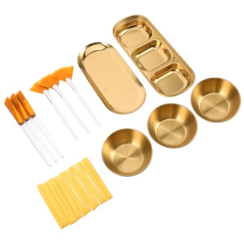 NUOBESTY 23pcs Mask Mixing Set with Stainless Steel Facial Bowls and Fan Brushes, Flat Brush, Skincare Tray, and Facial Sponges, Suitable for Sensitive Skin, Prevents Direct Hand Contact,