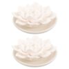 NUOBESTY 2pcs White Plaster Flower Diffuser Set for Small Room and Car, Non-Electric Essential Oil Passive Diffusers with Gradual Fragrance Release and Elegant Compact Design