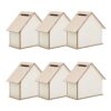 NUOBESTY 6pcs Wooden Piggy Bank Craft Kit, DIY House Shaped Money Box, Small Wooden Banks for Kids, Arts and Crafts Activity for School and