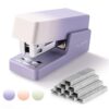 NUSIGN Mini Stapler with 830 Staples, Small Cute Desk Staplers, 25 Sheet Capacity, Purple-White Gradient