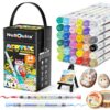 NuSoulra 36 Colors Acrylic Paint Markers, Automatic Ink Control Dual Tips Acrylic Marker Pens with Case, Waterproof No Bleed Marker for Paper, Rock, Wood, Glass, DIY & Art Craft Supplies