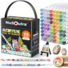 NuSoulra 72 Colors Acrylic Paint Markers, Automatic Ink Control Dual Tips Acrylic Marker Pens with Case, Waterproof No Bleed Marker for Paper, Rock, Wood, Glass, DIY & Art Craft Supplies