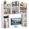 NUTIKAS White Desk Hutch Dorm with Shelves and File Organizer - 42" Wood Desktop Hutch for College Room, Desktop Bookshelf for Computer Desk, Space Saving Bookshelf