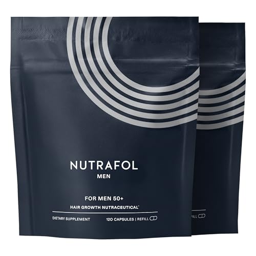 Nutrafol Men 50+ Hair Growth Supplements, Clinically Tested for Visibly Thicker Hair and Scalp Coverage, #1 Dermatologist-Recommended Hair Growth Supplement Brand - 2 Month Supply, 2 Refill Pouches