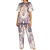 Nuzjahu Avant-Garde Girl with Angel Wings Print Womens Pajama Set Black