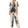 Nuzjahu Girl on Horseback Print Womens Pajama Set Black