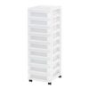 NXTLPBF 9 Drawer Plastic Rolling Storage Cart with Clear Drawers, Mobile Vertical Organizer Cabinet with Wheels, Multi Layer Drawer Unit for Office Craft Bedroom Sundry Storage