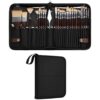 Nylon Hair Paint Brush Set, Watercolor Acrylic Gouache Paint Brush Set with 26 Pcs, Wooden Handle, Multiple Brush Tips, Paint Mixing Spatula, Portable Foldable Carrying Case, for Artists