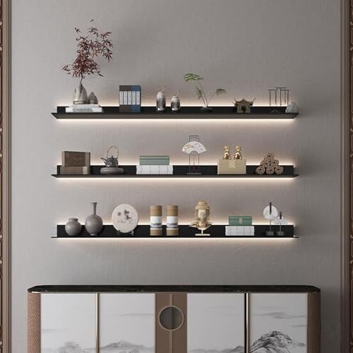 NYTFHMS Floating Shelves Hanging Shelve Storage Organizers Multi-Layer,Led Light Wall Shelves 80Cm Aluminium Alloy Display Shelves with Led Lighting Modern Hanging Shelves for Ho,80cm