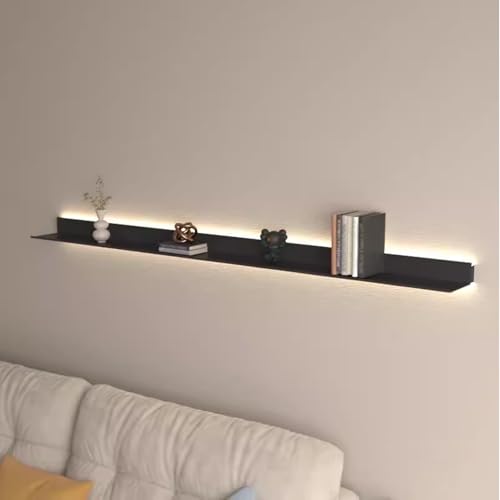 NYTFHMS Floating Shelves Hanging Shelve Storage Organizers Multi-Layer,Metal Wall Mounted Light-Emitting Shelves, Floating Shelves with Built-in Illuminated Led Light and Invisib,120cm/47in