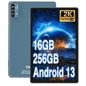 Oangcc 11 Inch Android 13 Tablet, 16GB RAM+256GB ROM+2TB Expand, 2K Display 2000x1200, Octa-Core Tablets, 8600mAh, Quad Speakers, Dual-Band WiFi, 13MP Triple Camera, Split Screen, GPS - Blue with Case