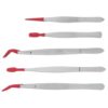 OATIPHO 5pcs Stainless Steel Precision Tweezers with Non-slip Silicone Rubber Tips, High Precision Ultrafine Tips, for Jewelry Making and Science Lab Processes, Size 6.14x0.55x0.35in