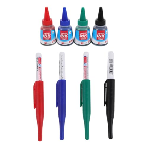 OATIPHO 8pcs Long Head Deep Hole Marker Pen for Wood and Wall Surfaces, Quick Dry Waterproof Electrical Marking Pen with Elongated Tip and Sealed Ink Bin, for Construction and Tile