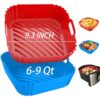 OAWEEN 2Pcs Silicone Air Fryer Liners Reusable Larger Square Thickened Airfryer Basket for 6 to 9 QT Baking Tray Accessories Kitchen Gadgets Replacement of Flammable Disposable Parchment Paper