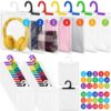OBreezify 30 Pack Hanging Organizer Bags, 10 x 12.6 in Clear Plastic Pouches with Hooks and Numbered Stickers, Multi Color Headphone Storage Bags for Classroom Management, Home Office and Pharmacy