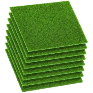 Ocapind 8 Pcs 6x6 Inch Fake Grass Decor for Crafts Artificial Moss Turf