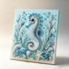Ocean Theme Pearl Art DIY Kit,3D Sparkling Coastal Wall Decor with Blue Octopus, Seashells, Starfish & Rhinestone Accents, Relaxing Craft for Adults, Teens, Beach Lovers (Seahorse)