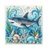 Ocean Theme Pearl Art DIY Kit, 8 Designs in 7.9 x 7.9 or 11.8 x 11.8 Inches, 3D Pearl Diamond Painting Craft with Beads and Tools for Adults, Beginners, Coastal Wall Decor(Shark M)