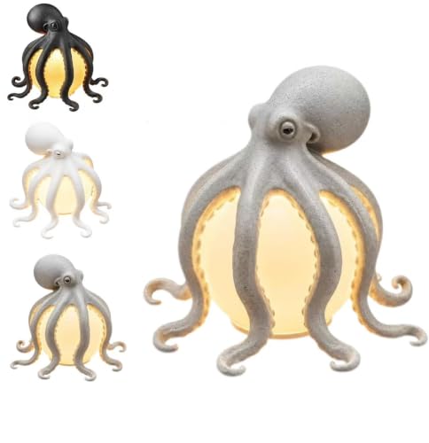 ocpcrn Octopus Ocean Decor Table Lamp,Coastal Octopus Night Light ,Warm Glow Coastal Nautical Accent,Resin Tentacle Sculpted Statue,USB Powered Nautical Desk Lamp,for Bedroom, Living Room