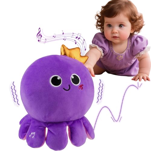 Octopus Baby Crawling Musical Interactive Toys with 97 Melodies, Talking Repeat Function Language Learning for Newborn Infant, Safe Plush Sensory Learning Montessori Toy for Toddlers Gift 0+ Months
