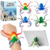 Octopus Fidget Toy - Sensory Stress Relief Toy with Suction Cups for Kids Teens and Adults - Bendable Tentacles Squishy Toy for Anxiety Relief (2 Pcs-Camoblue&Rainbow)