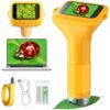 Odatay 1000X Digital Microscope for Kids with 12 Slides, 1080P Viewing & 2" Screen, Portable Pocket Science Edu Toys Gifts for Age 3-12 Exploring Bugs Plants & Outdoor Adventures, Orange