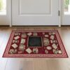 ODIKA 2'x3' Cream Crimson Chalkboard Welcome Design Washable Throw Rug