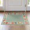ODIKA 2'x3' Green Mint ABC Numbers Animals Educational Washable Throw Rug