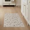 ODIKA 3'x5' Beige Serene Light Natural Botanical Leaf Washable Area Rug