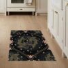 ODIKA 3'x5' Charcoal Black Koi Fish Yin Yang Motif Washable Accent Rug