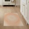 ODIKA 3'x5' Washable Area Rug Ombre Abstract Swirl Concentric Wave Ripple Motif Peach Gradient Refined for Bedroom, Bedside, Nursery, Pet Friendly & Kids Safe